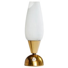 French Designer, Table Lamp, Brass, Glass, France, 1960s