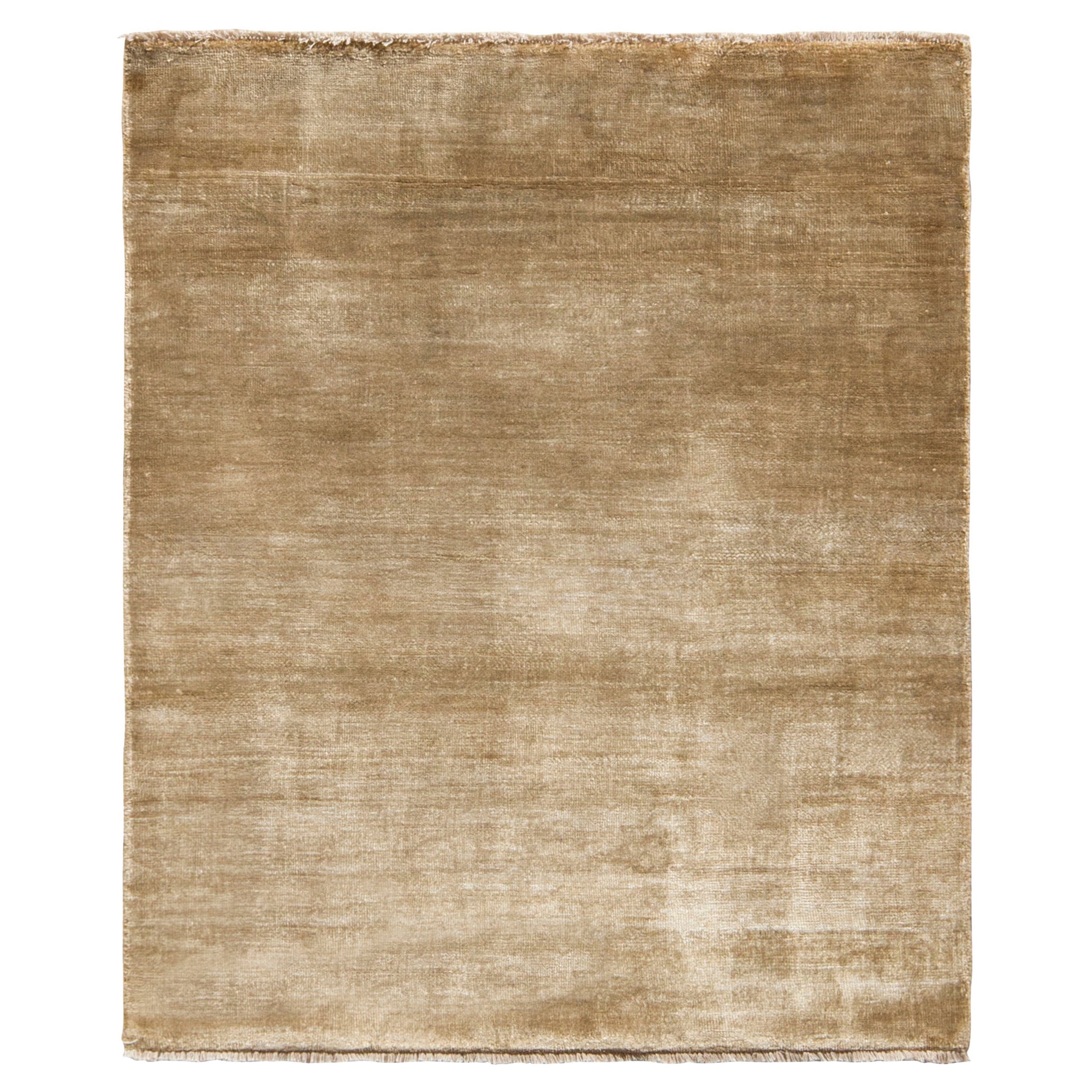 Contemporary Rug in Solid Beige Brown Open Field by Rug & Kilim