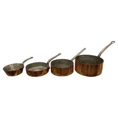 Set of French Four Copper Pots in Different Sizes, 19th Century