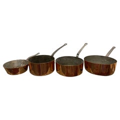Set of French Four Copper Pots in Different Sizes, 19th Century
