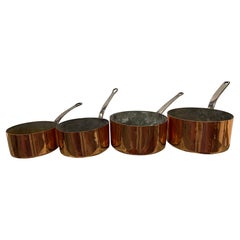 Set of French Four Copper Pots in Different Sizes, 19th Century