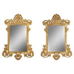 Pair of large contemporary giltwood mirrors in antique Louis XV style