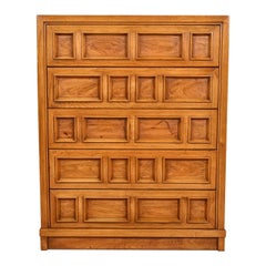 Vintage Drexel Mid-Century Modern Sculpted Walnut Highboy Dresser, 1960s