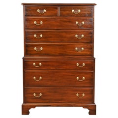 Henkel Harris Georgian Solid Mahogany Eight-Drawer Highboy Dresser, 1973