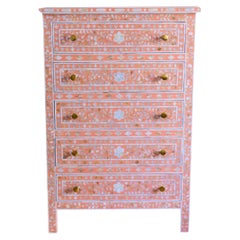 Blush Floral Mother of Pearl Inlay Chest of Drawer