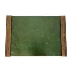 Tiffany Studios New York Venetian Bronze Blotter Ends With Leather Desk Blotter