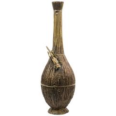 19th Century Japanese Bronze Vase with Grasshopper