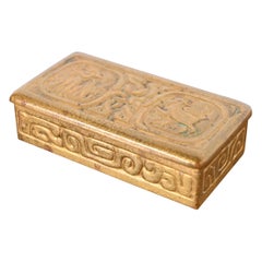 Tiffany Studios New York Zodiac Bronze Doré Stempel Box