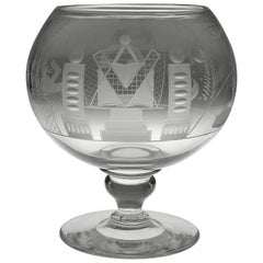 Masonic Engraved Punch Bowl 19th Century