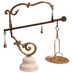 1950s Bronze Food Scale with White Marble Base