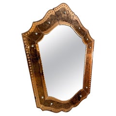 20. Jahrhundert Venitian Glas Pfirsich Trim Spiegel, 1950er Jahre
