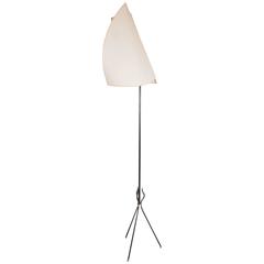 Sculptural Floor Lamp in Wrought Iron and Bronze in the Manner of Jean Royere