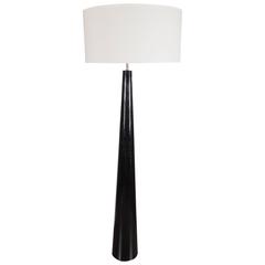 Mid-Century Modernist Tapered Conical Black Lacquered Floor Lamp