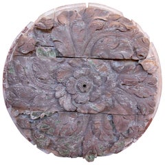 19th Hand-Carved Wooden Vault or Ceiling Keystone, with Vegetal Forms