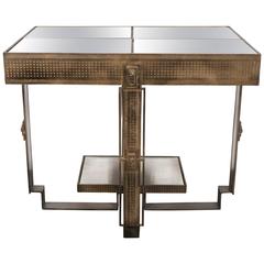 Stunning Art Deco Skyscraper Style Bronze Two-Tiered Occasional Table