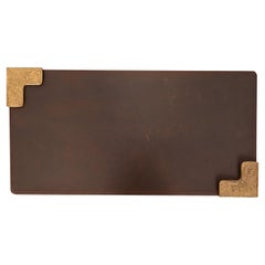 Tiffany Studios New York Zodiac Bronze Blotter Corners With Leather Desk Blotter