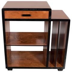 Art Deco Skyscraper Style Walnut 
Black Lacquer Magazine or Side Table
