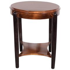 Art Deco Inlaid Mahogany and Black Lacquer Side Table in the Manner of Ruhlmann