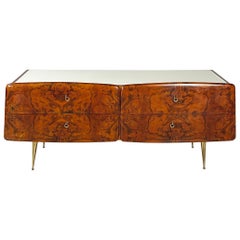 Italienische Kommode aus der Mitte des Jahrhunderts aus Holz, Glas und Messing, 1950er Jahre
