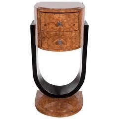 Art Deco Machine Age Occasional Table in Burled Carpathian Elm & Black Lacquer