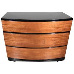 Streamlined Art Deco Bow Fronted Low Chest in Mahogany and Black Lacquer 7