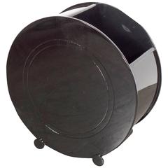 Art Deco Machine Age Waste Basket Attributed to Donald Deskey in Black Lacquer