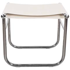 Mid-Century Modernist Chrome Stool with Faux Python Embossed Seat