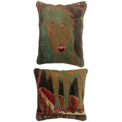 Vintage Rug Pillow Set with a Lion