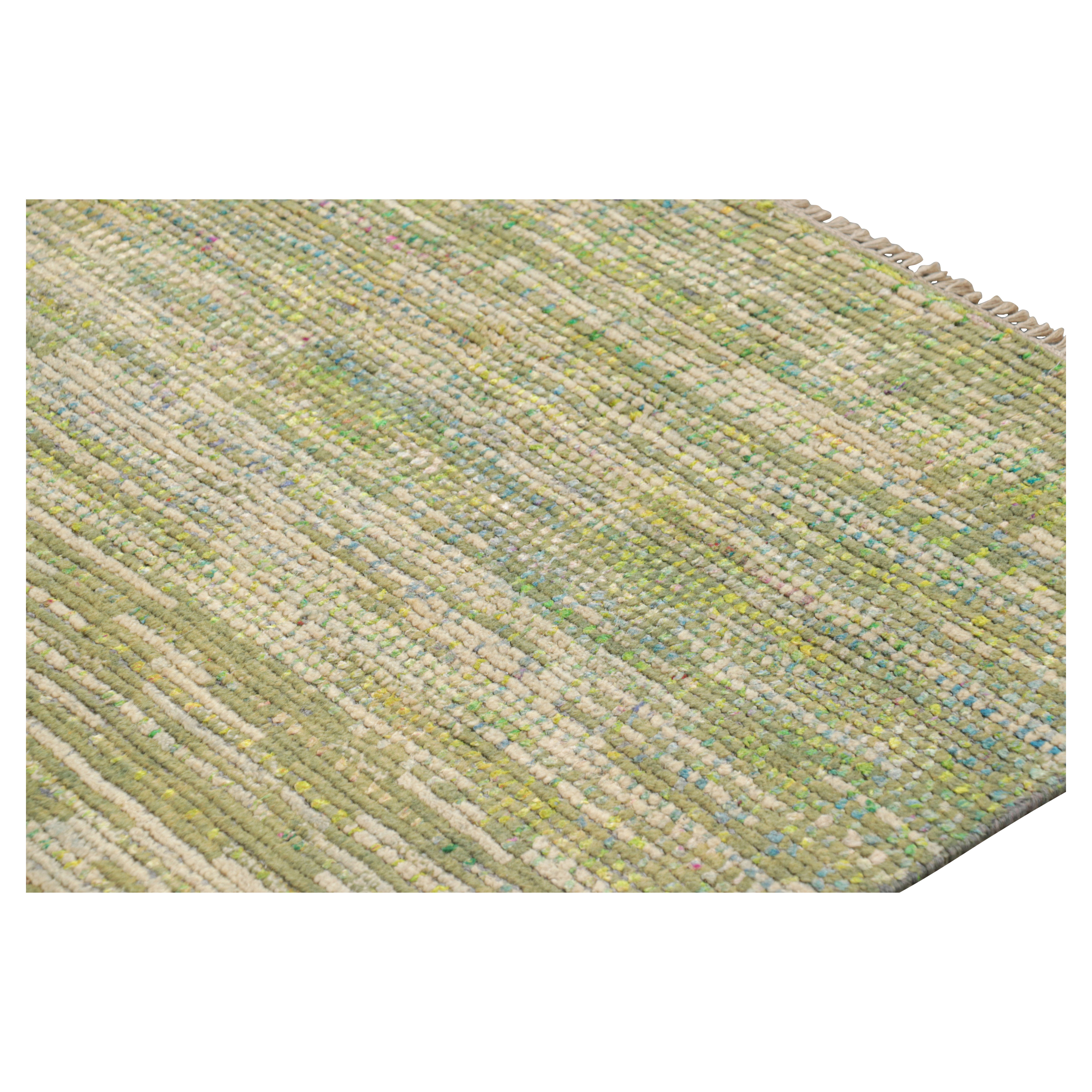 Rug & Kilim’s Custom Textural Rug Design in Green Tones and Striae