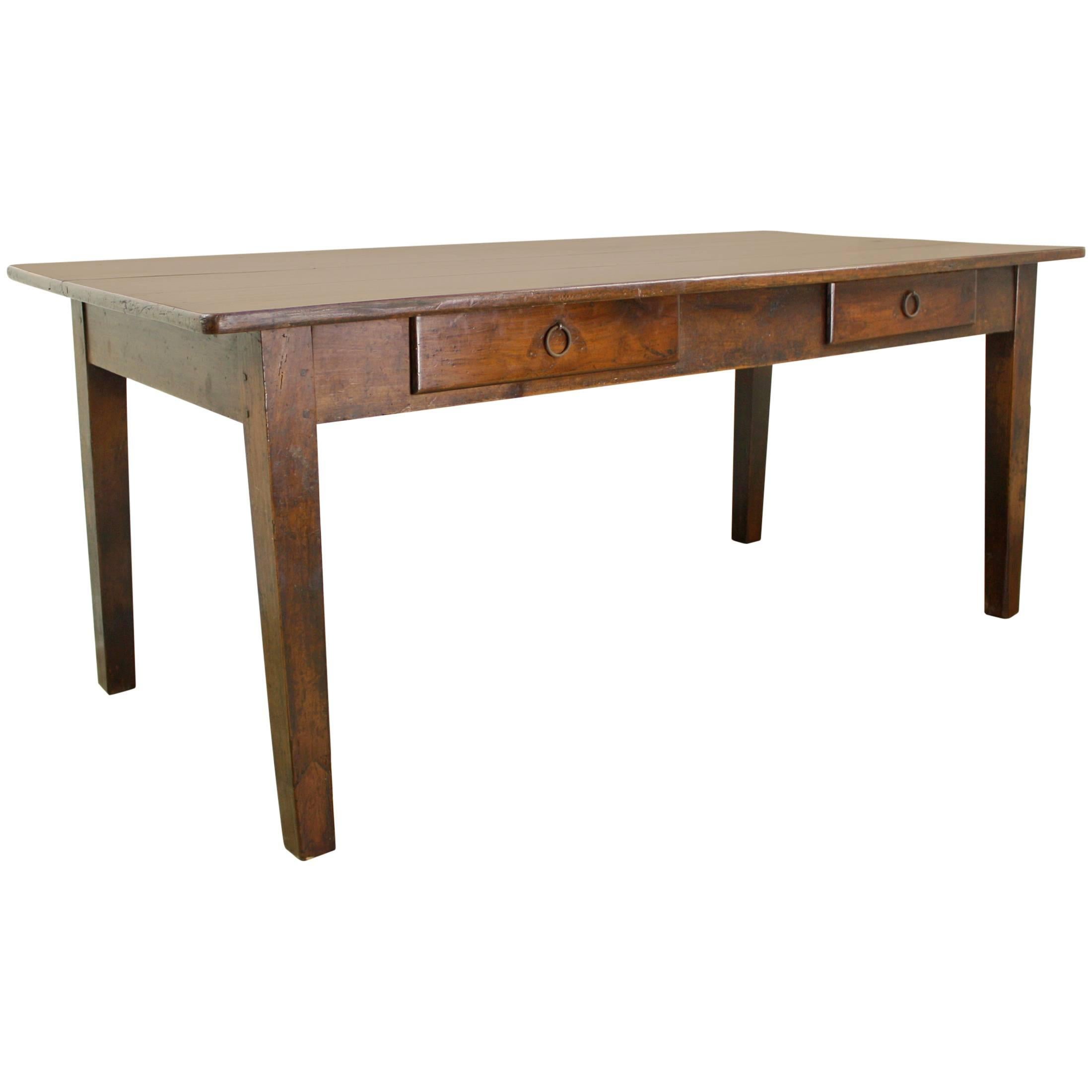 Antique Two-Drawer French Cherry Dining Table