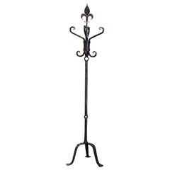 Early 20th Century French Forged Wrought Iron Coat Rack Signed Dated 1927
