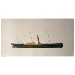 Italian Contemporary Hand Painted  "Paddle Wheel" Gun Boat Print  2 of 2