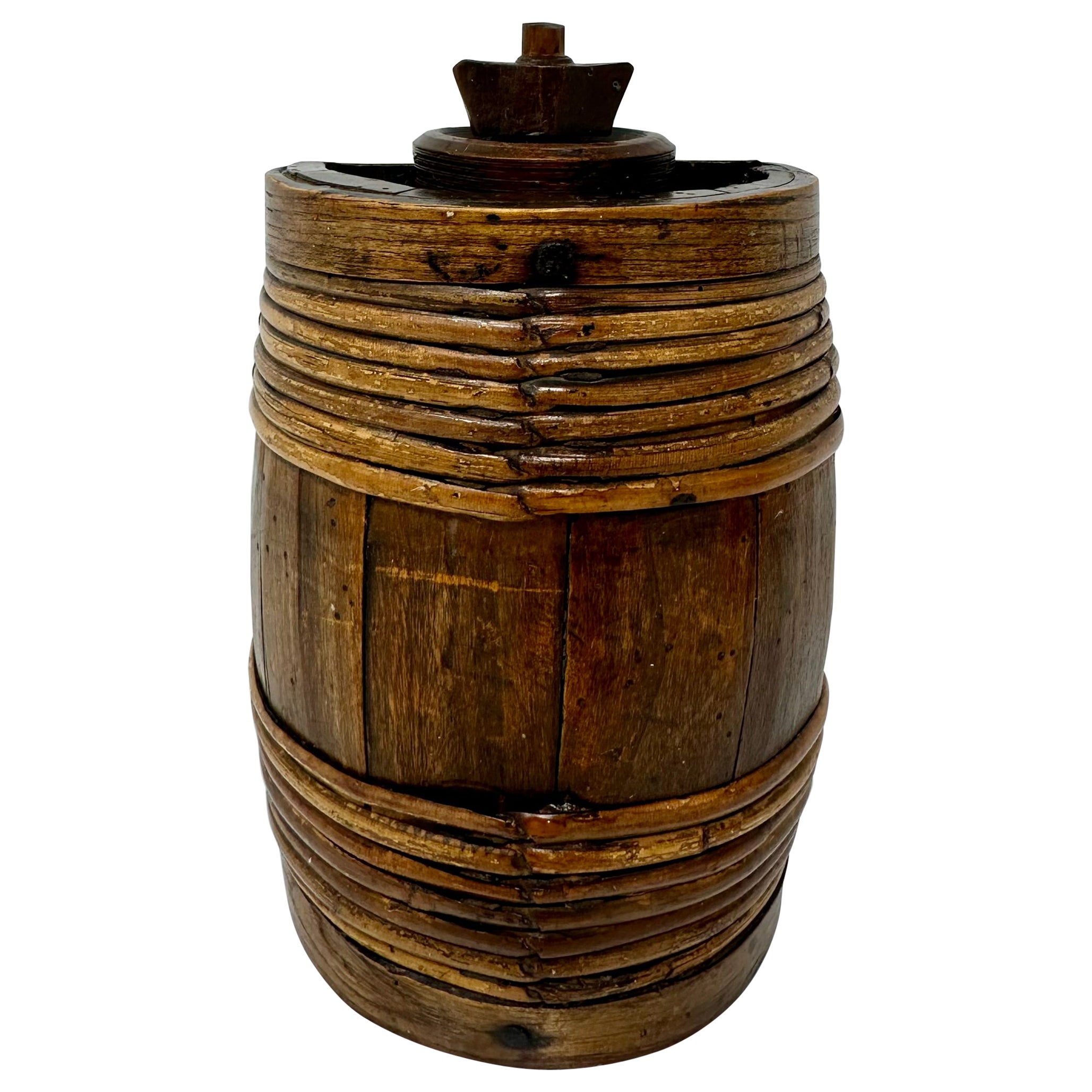 Antique British Indian Costrel Harvest Canteen for Water or Cider, Circa 1850. en venta