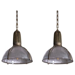 Mid 20th C Pair of Pendants, Manner of Jacques-Emile Ruhlmann & Holophane