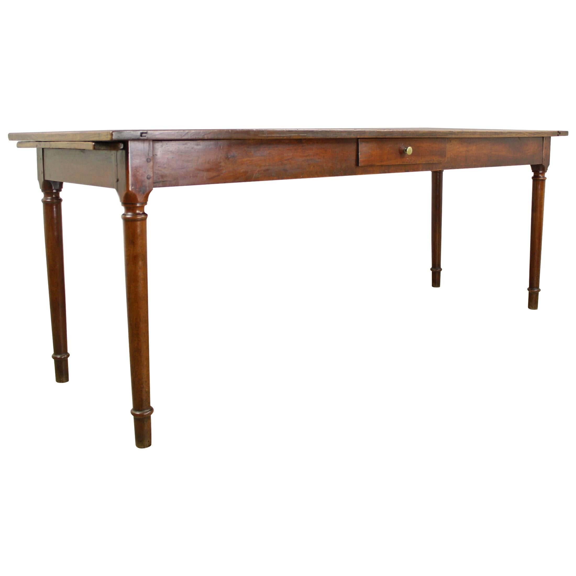 Antique One Drawer Light Cherry Server/Narrow Dining Table, Bread Slide