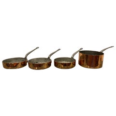 Set of French Four Copper Pots in Different Sizes, 19th Century