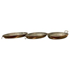 Antique Set of French Three Copper Sauce Pans in Different Sizes, 19th Century