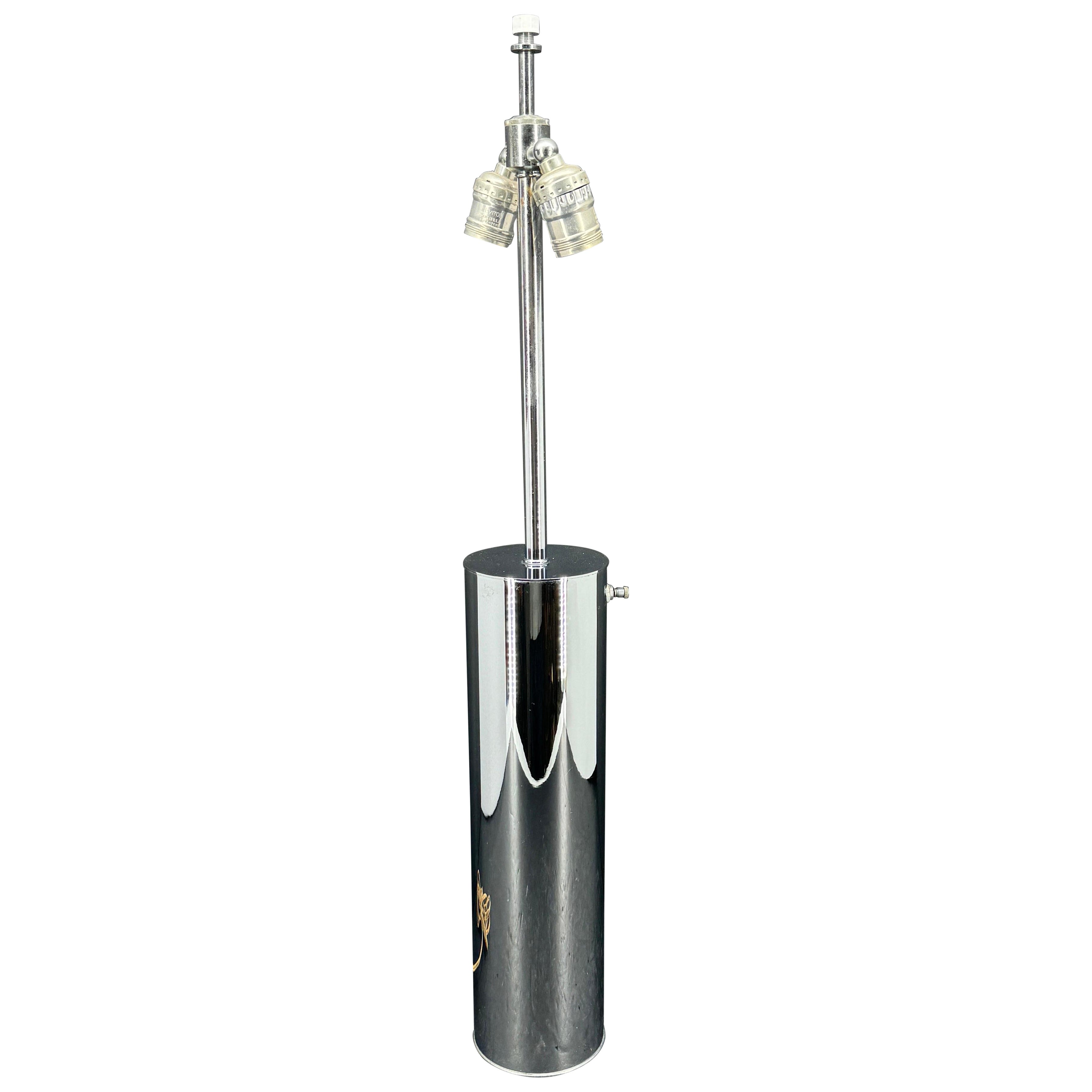 Signed Minimalist Walter Von Nessen Chrome Table Lamp Mid-Century Modern