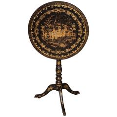 Charming Georgian Small Size Chinese Export Lacquer Tilt-Top Table