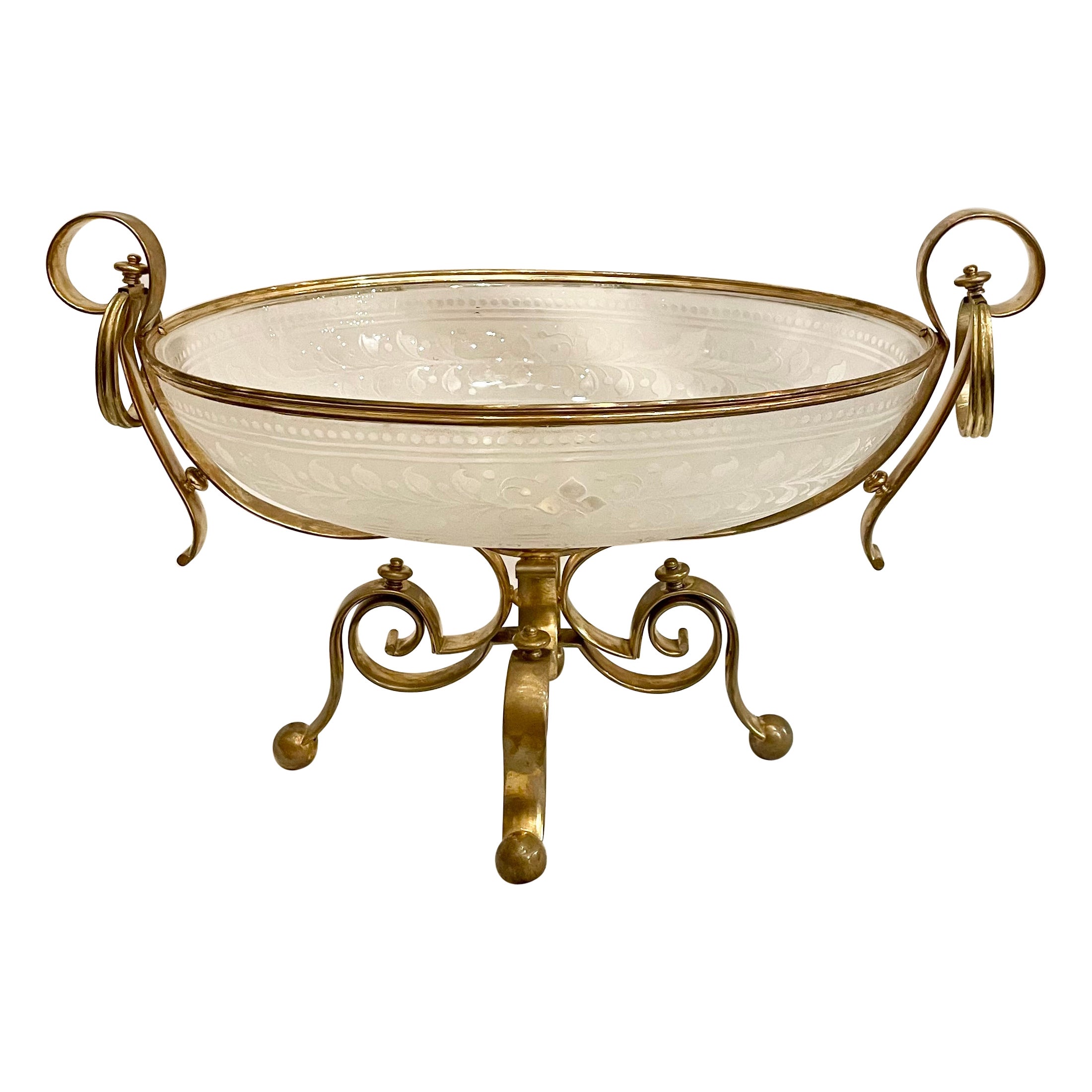 Antique French Napoleon III Ormolu Mounted Crystal Centerpiece, Circa 1885.