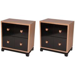 Pair of Cerused Oak and Ebonized Dressers Attributed to James Mont