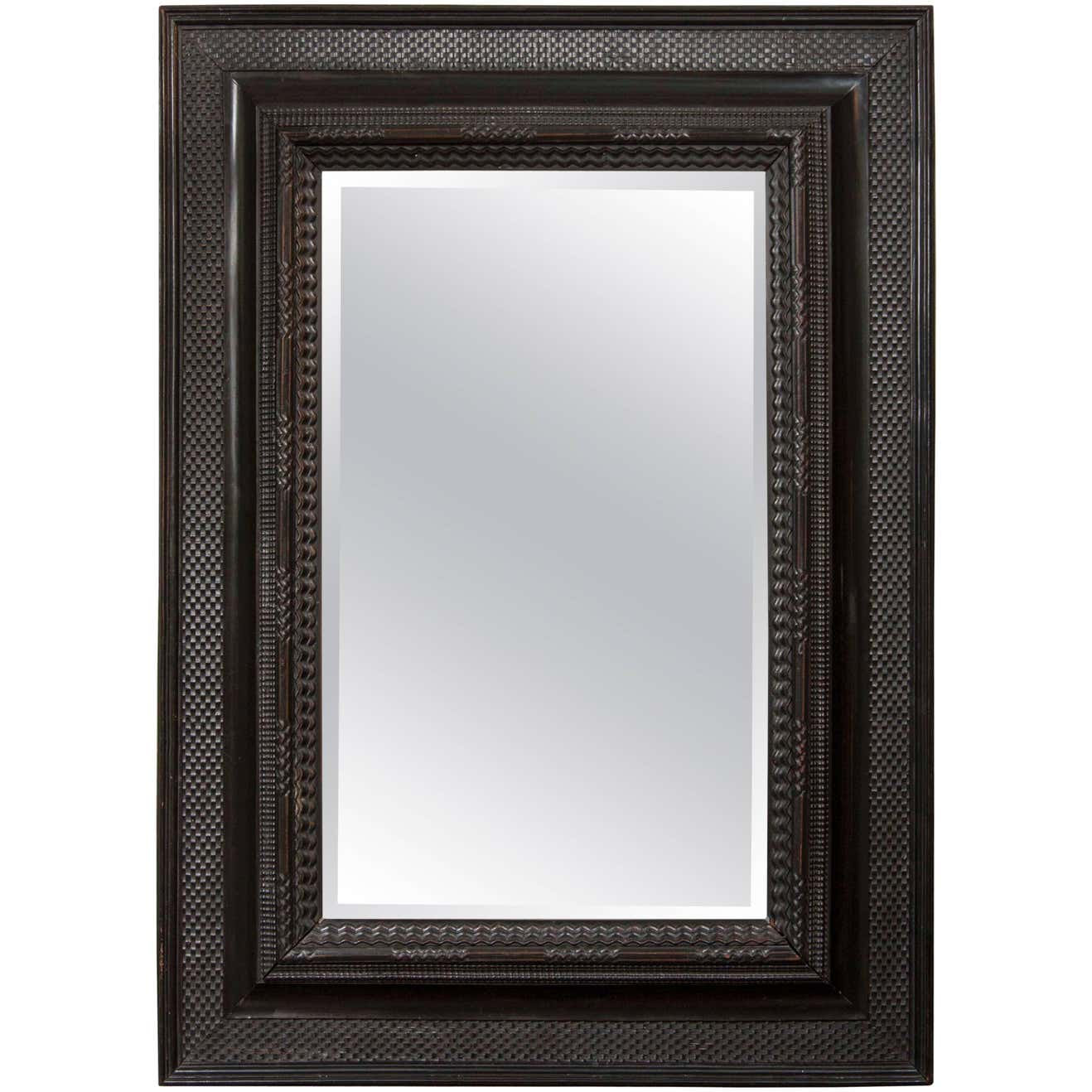 Large Late 19th Century Dutch Ripple Molded and Ebonized Mirror at 1stDibs