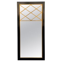 Hollywood Regency Style Black & Gold Giltwood Mirror