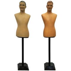 Pair of Art Deco Plaster Bust, Painted Mannequin 1