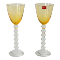 Pair of Baccarat Vega Wine Glasses with Amber Bowls