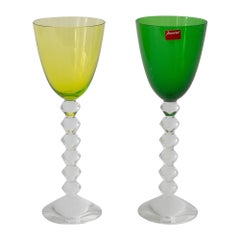 Deux verres à vin Vega de Baccarat Bols émeraude et vert pâle