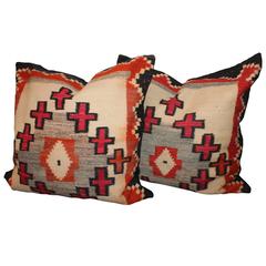 Monumental Navajo Indian Weaving Pillows /Pair
