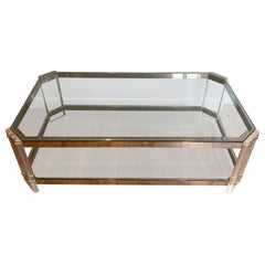 Achteckiger Couchtisch aus Lucite und Chrom von Maison Jansen. CIRCA 1970