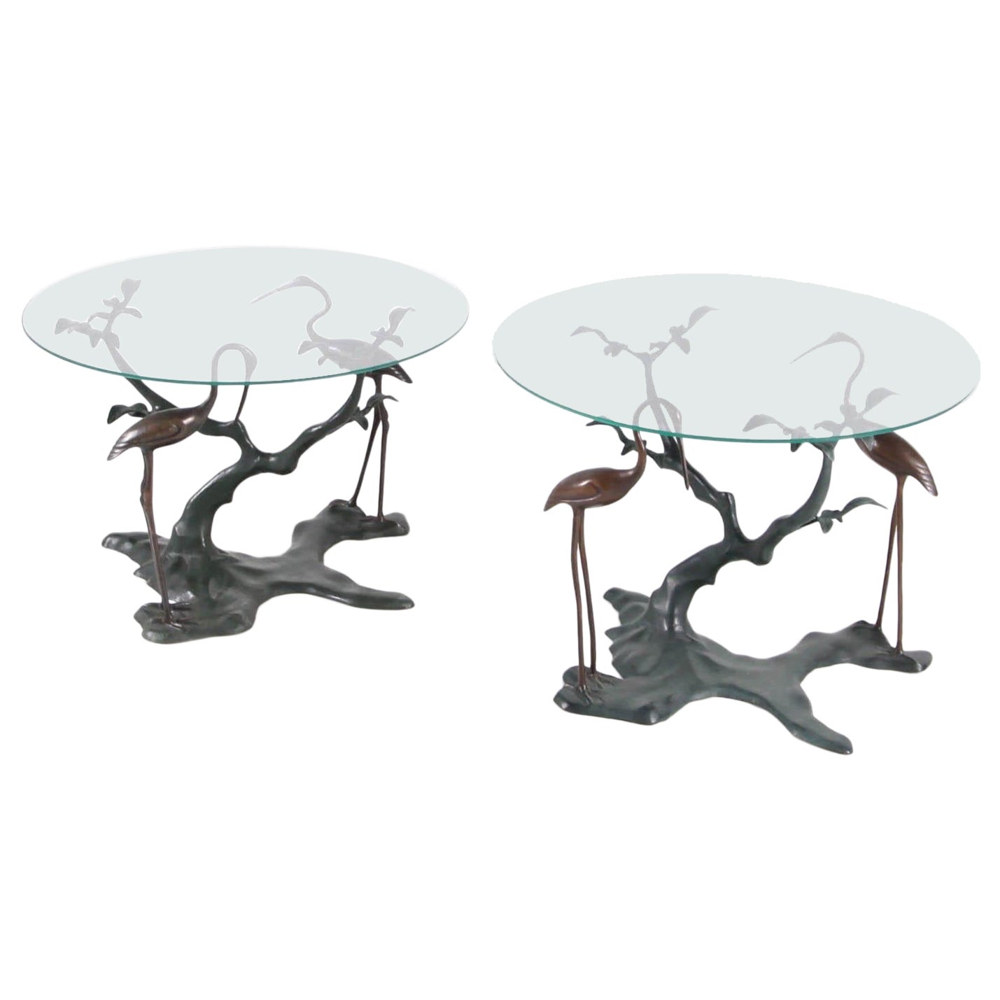 Pair of brass side tables