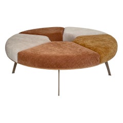 Postmodernes rundes Sofa Rondell aus Samtstoff für Entrée, 1980